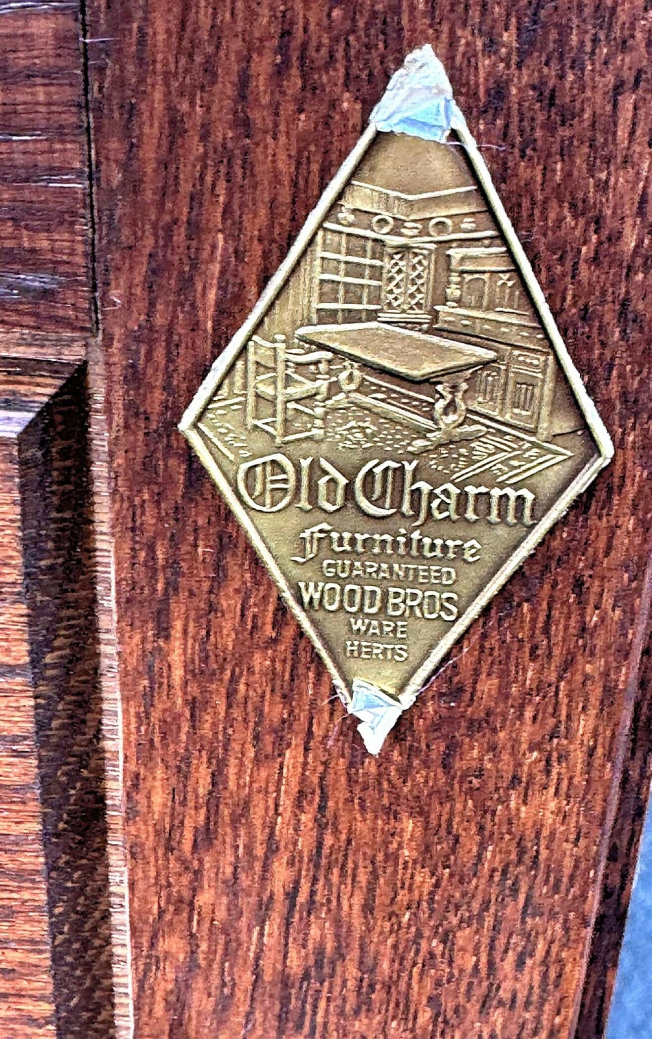 Wood Bros Old Charm Oak Display Cabinet Tudor Brown