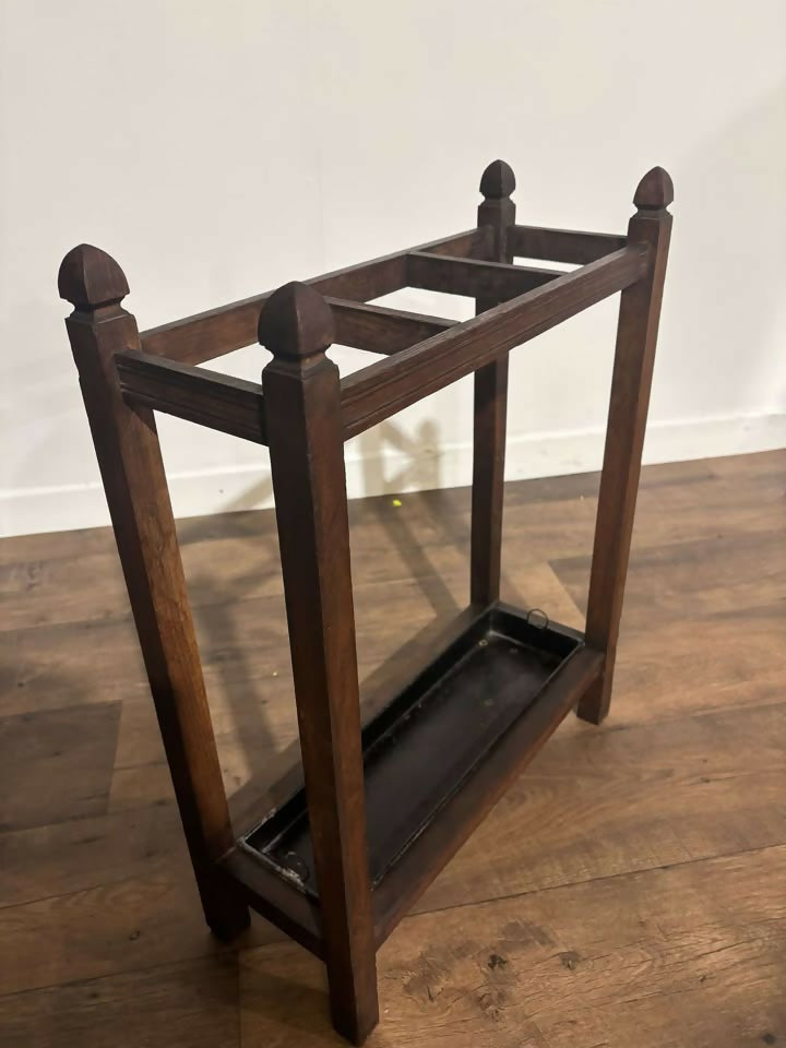 Vintage Oak Stick Stand With Drip Traynn