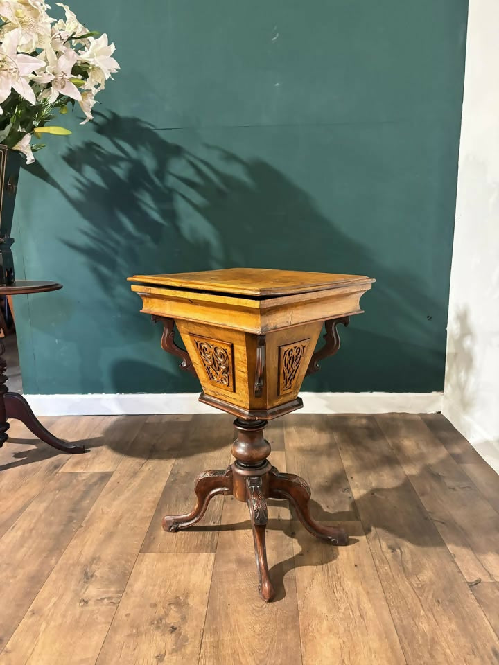 Victorian Walnut Trumpet Sewing Table2424