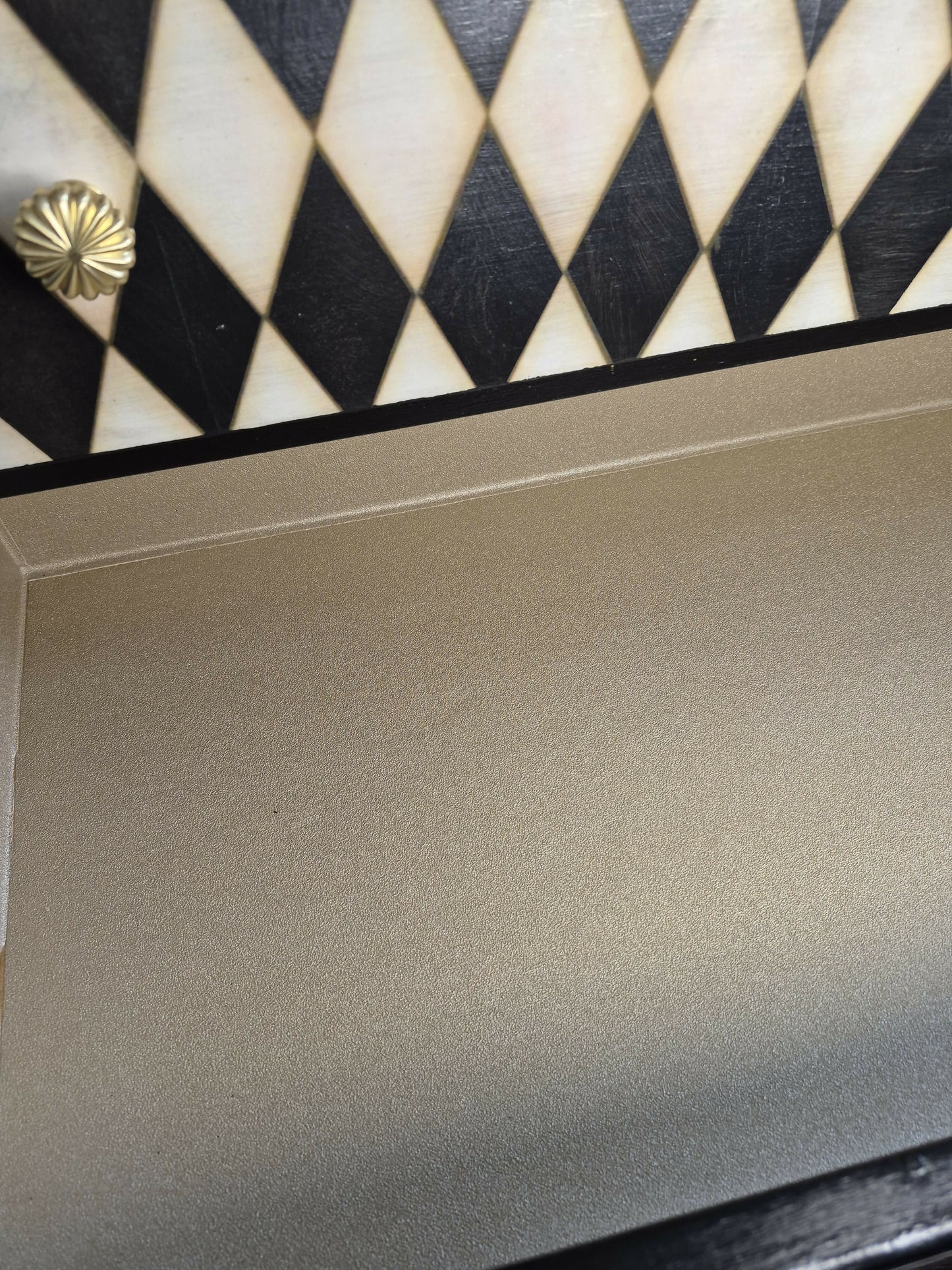 SOLD - Hand Painted Vintage Mid-Century Chest of Drawers Dresser Buffet Storage Black decoupage