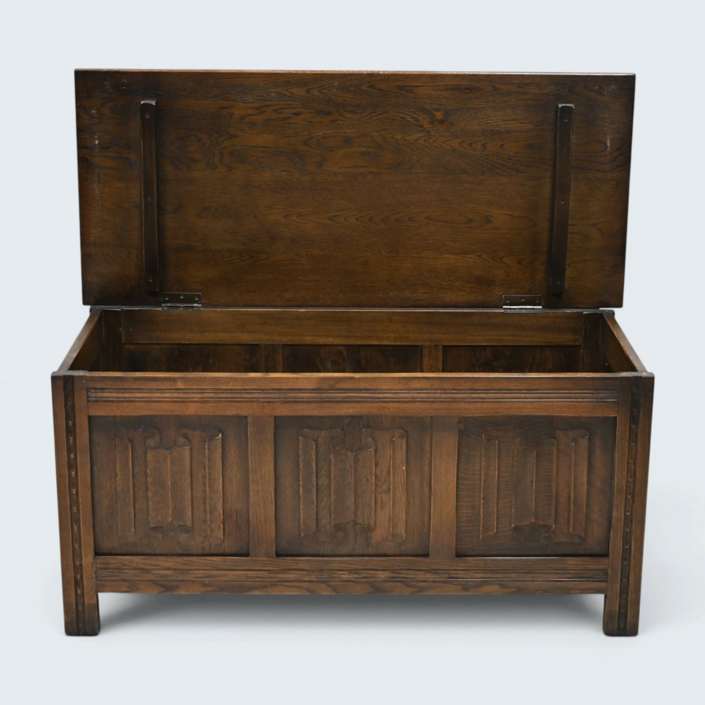Oak Blanket Box /Chest Coffee Table Linenfold Front Lift Up Top FREE UK Delivery