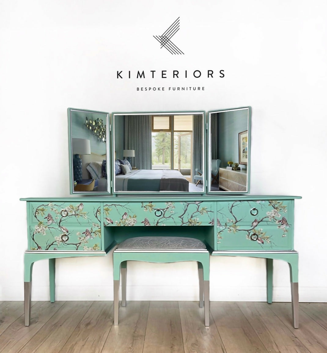 Stag Blossom Flight Dressing Table in palegreen