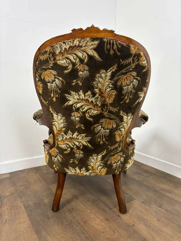 Victorian Armchair Floral Upholstered