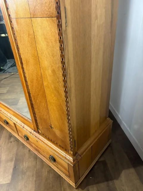 Art Deco Inlaid Oak Mirror Door Wardrobe by Ray & Miles of Liverpool