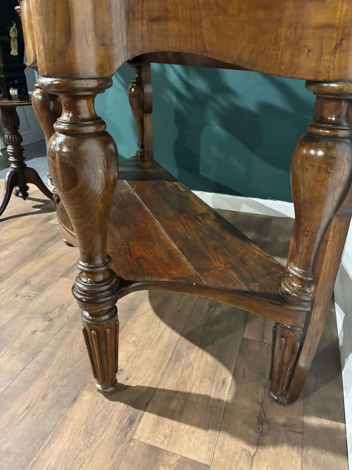 Victorian Mahogany Serpentine Front Console Table With Marble Topm