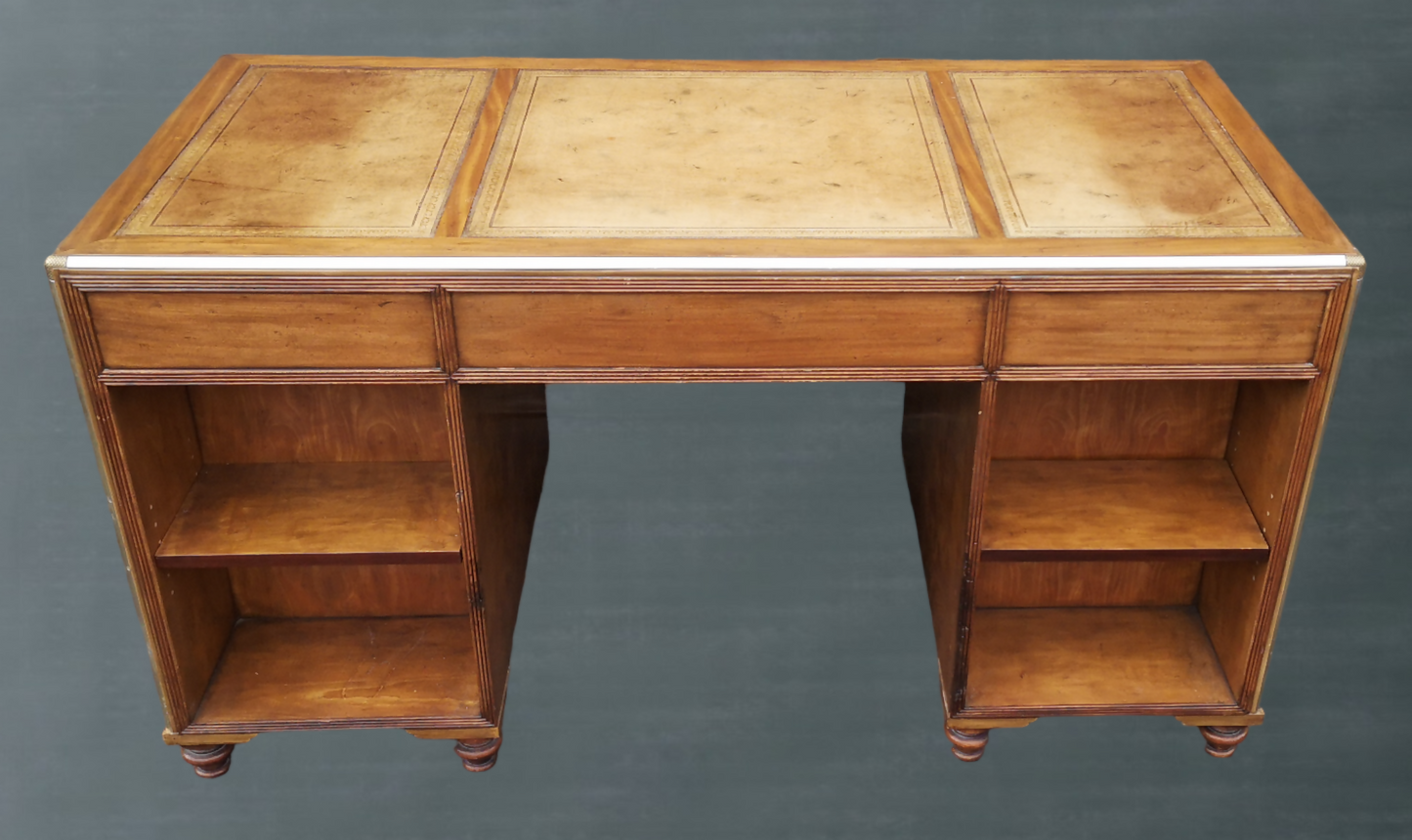 English Campaign Style Pedestal Desk by Baker Furniture Collectors Edition