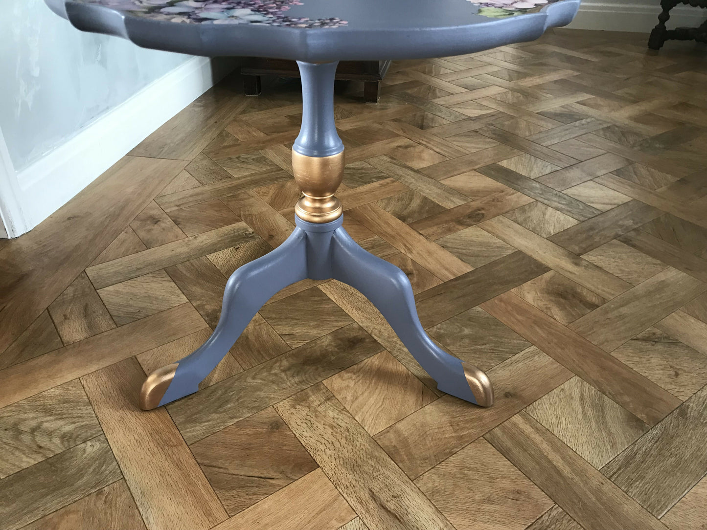 Vintage Side Table with Floral Decoupage