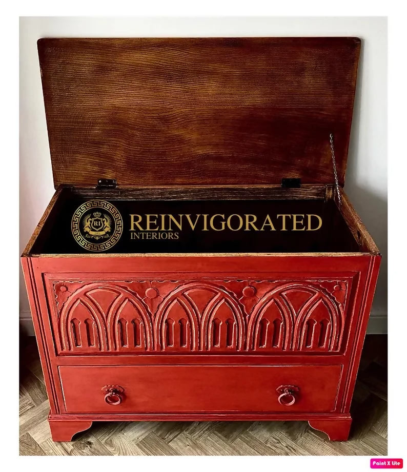 Hand Painted Blanket Box – Vintage Ottoman Trunk – Rustic Wooden Chest – Shabby Chic Storage Box