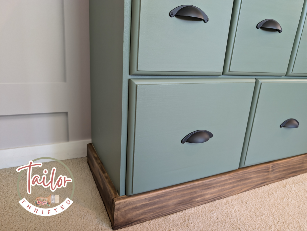 Professionally Upcycled 9-Drawer Captain's Chest – Sage Green & Dark Wood
