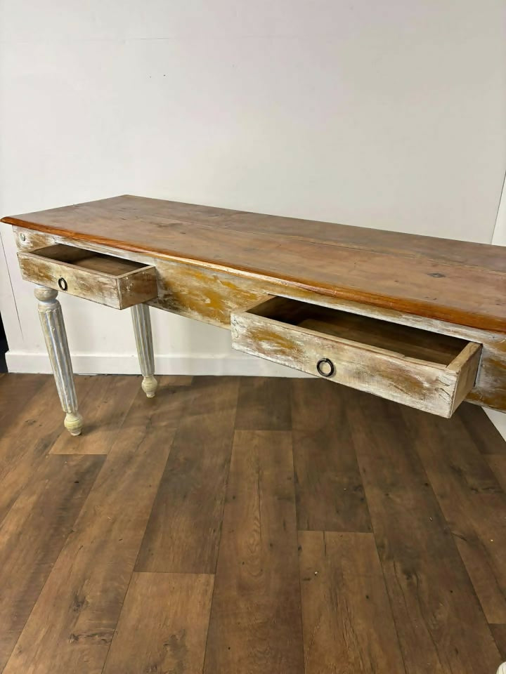 Reproduction French Country Style Acacia Wood Console Table