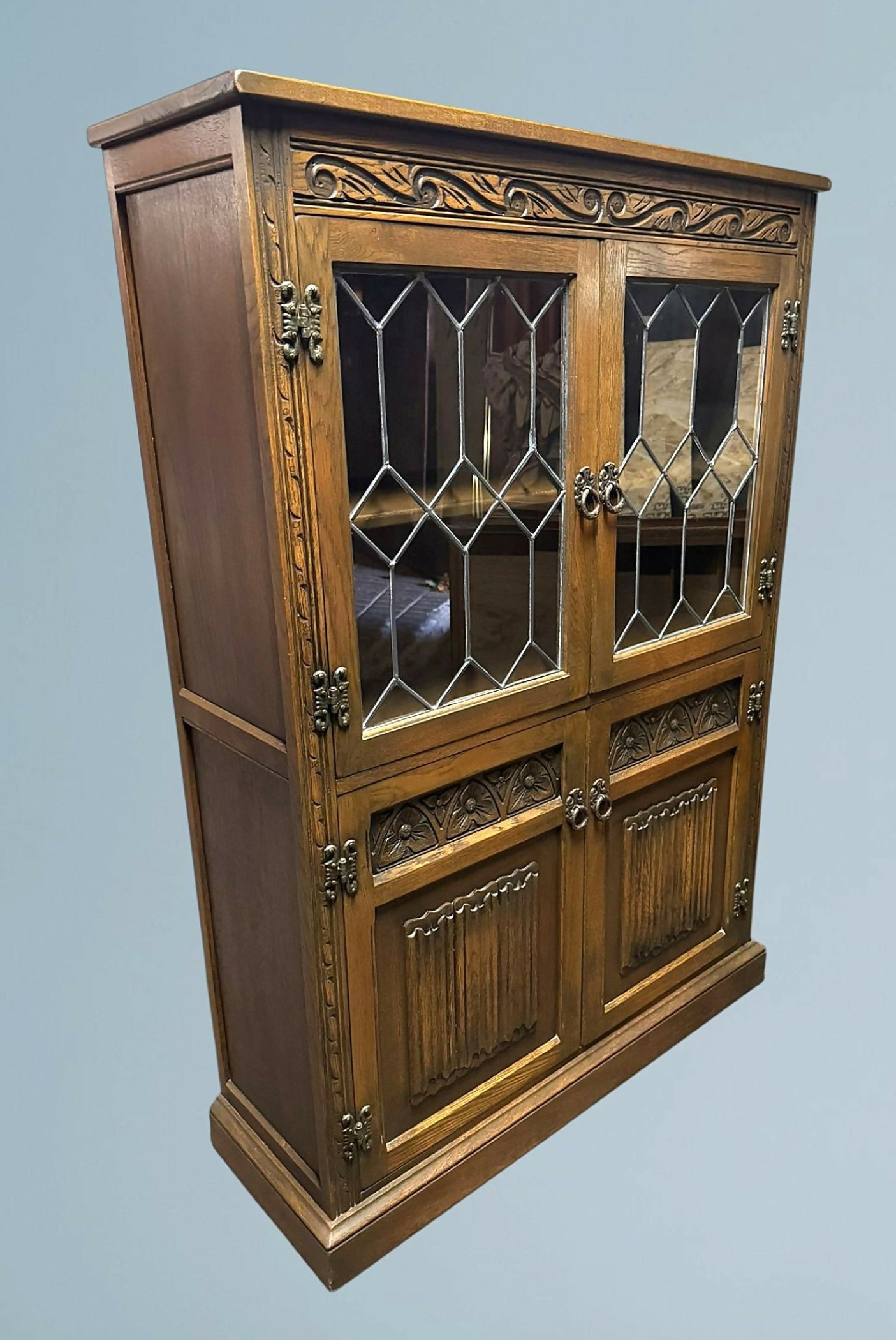 Wood Bros Old Charm Light Oak Bookcase / Display Cabinet