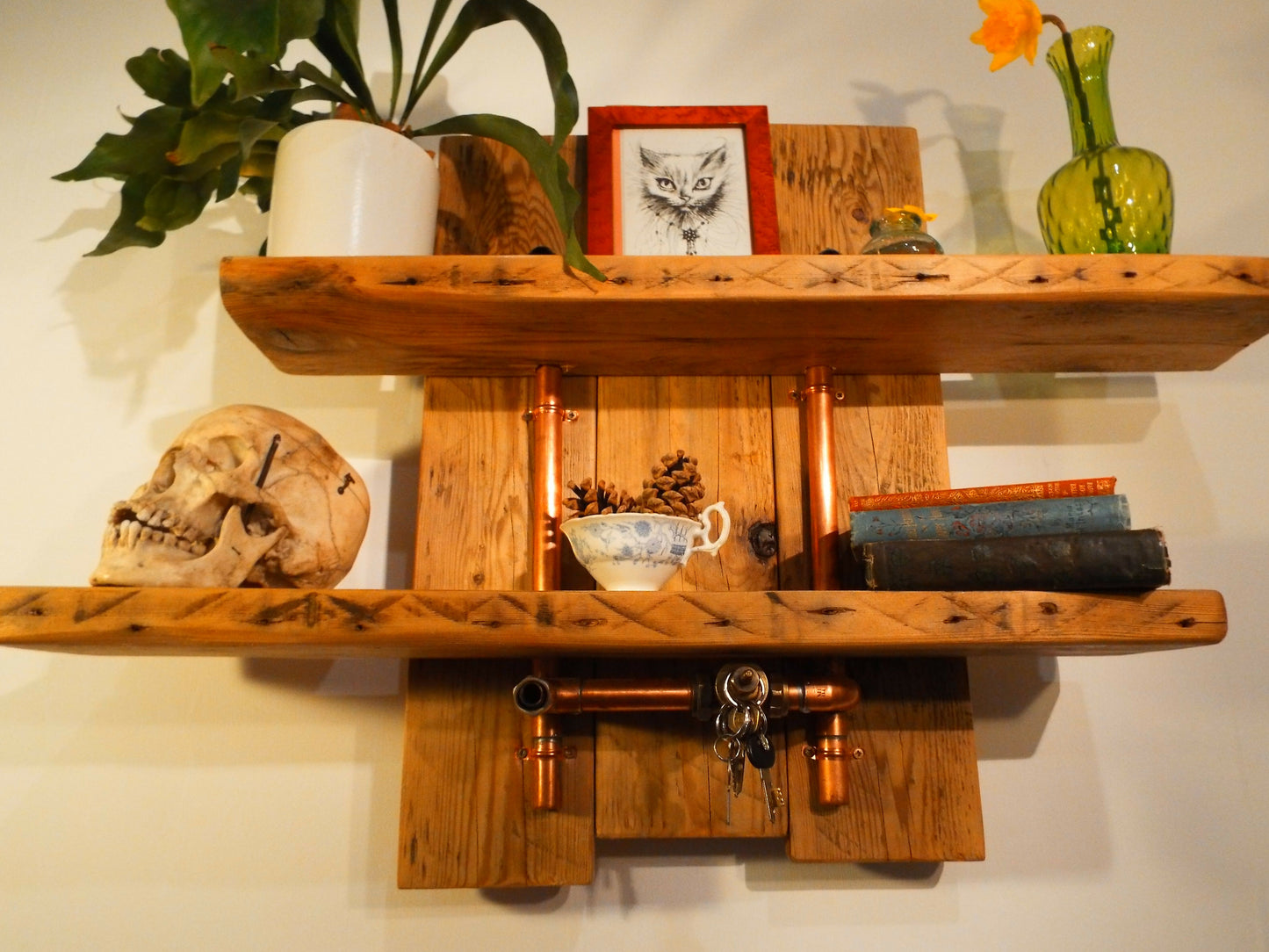 Upcycled pine handmade shelves