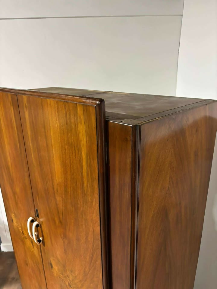 1940s Art Deco Walnut Wardrobe