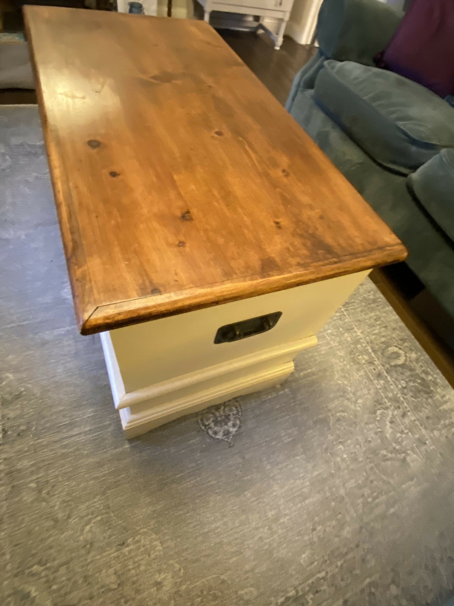 Vintage Painted Pine Chest, Blanket Box, Ottoman