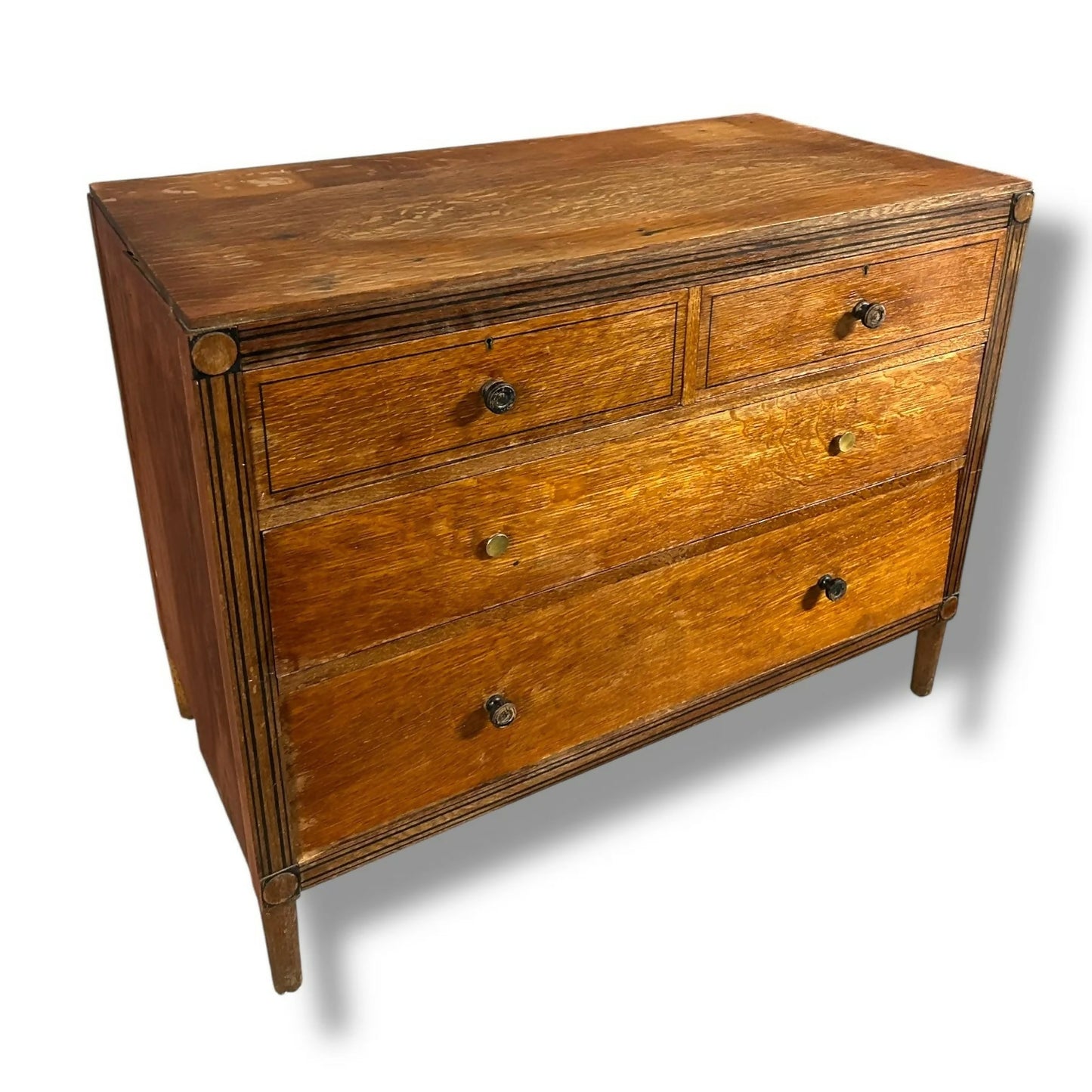 Art Deco Chest of Drawers – Vintage Tallboy Dresser Oak Wood