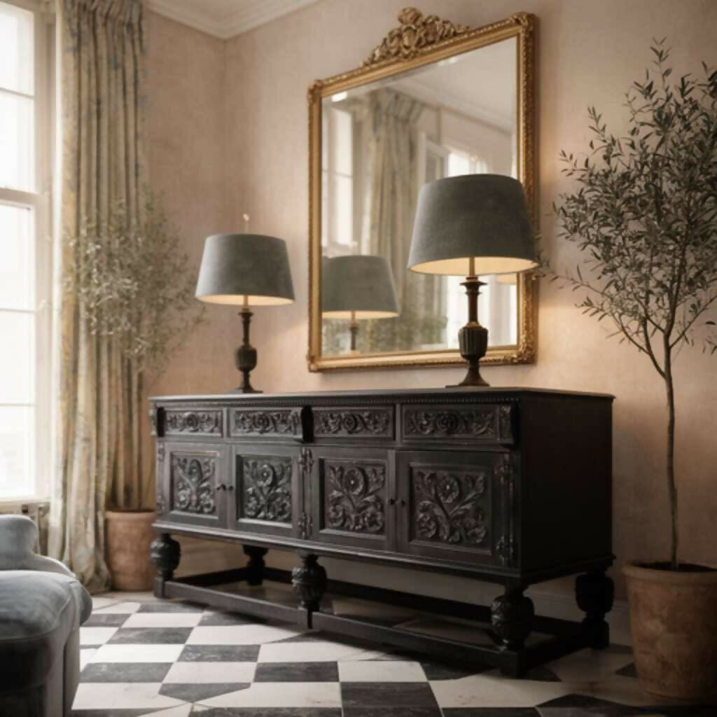 Vintage Black Sideboard, French Style Storage Cabinet