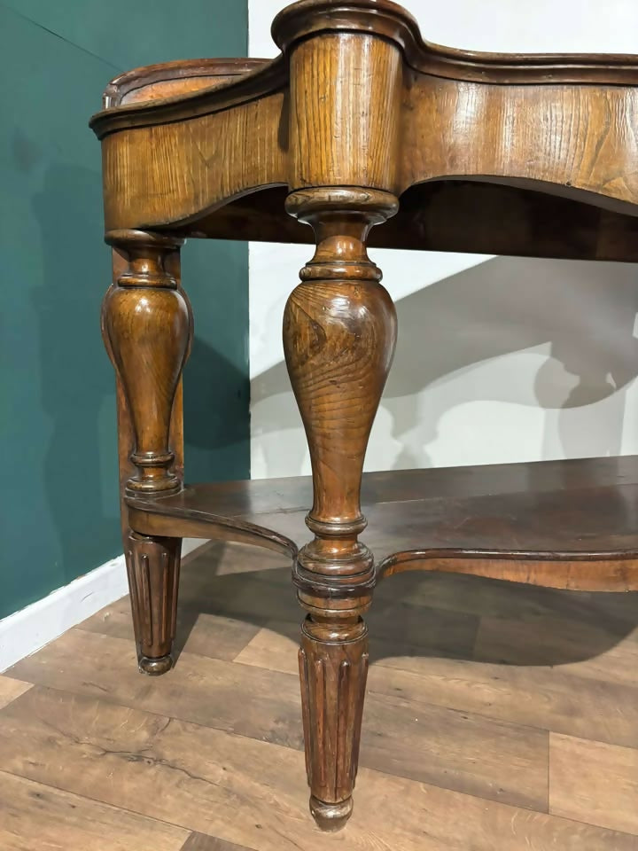 Victorian Mahogany Serpentine Front Console Table With Marble Topcc