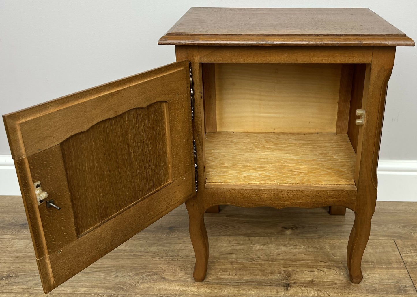 Pair of Bedside Tables Vintage French Louis Oak Nightstands Cabinets LOT 6226