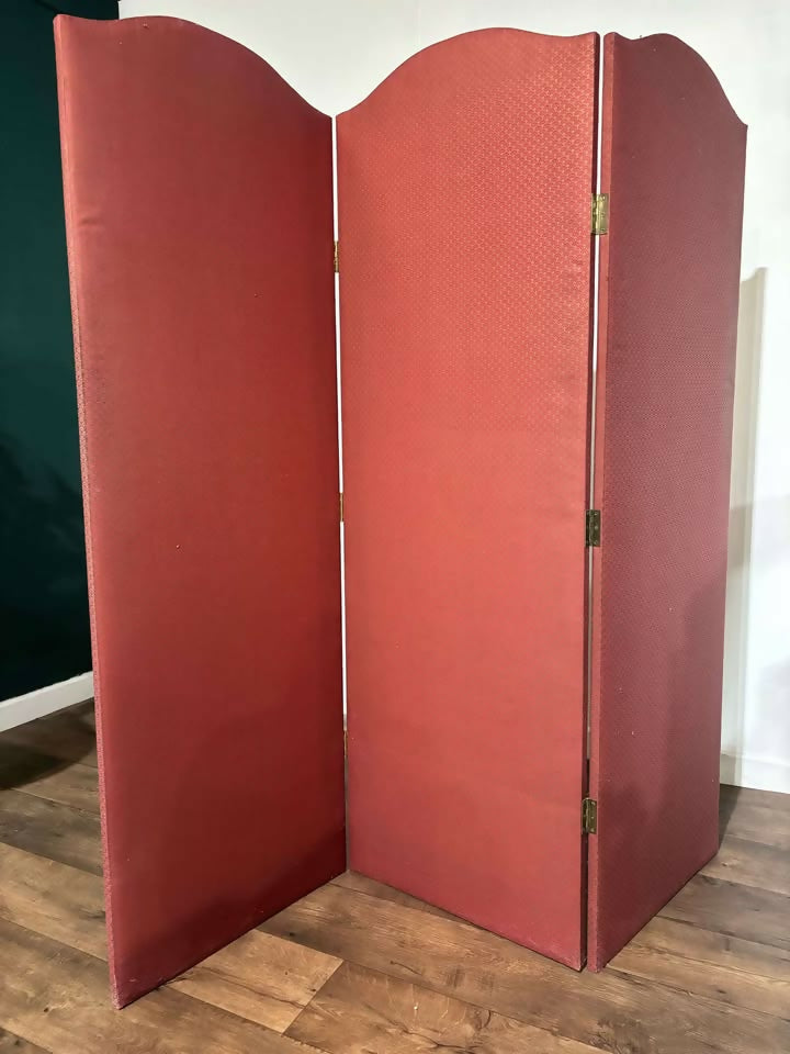 Vintage Fabric Covered Three Fold Dressing Screengf