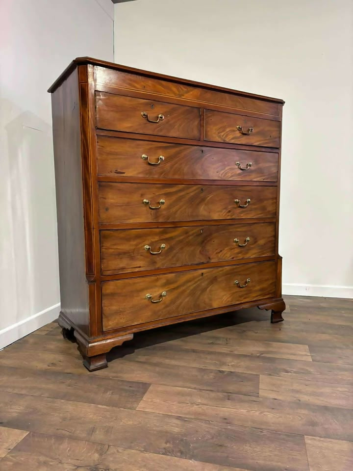 Edwardian Large Inlaid Mahogany Chest Of Drawers