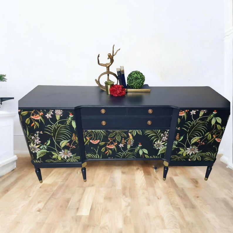 Navy strongbow sideboard, vintage sideboard, tropical furniture