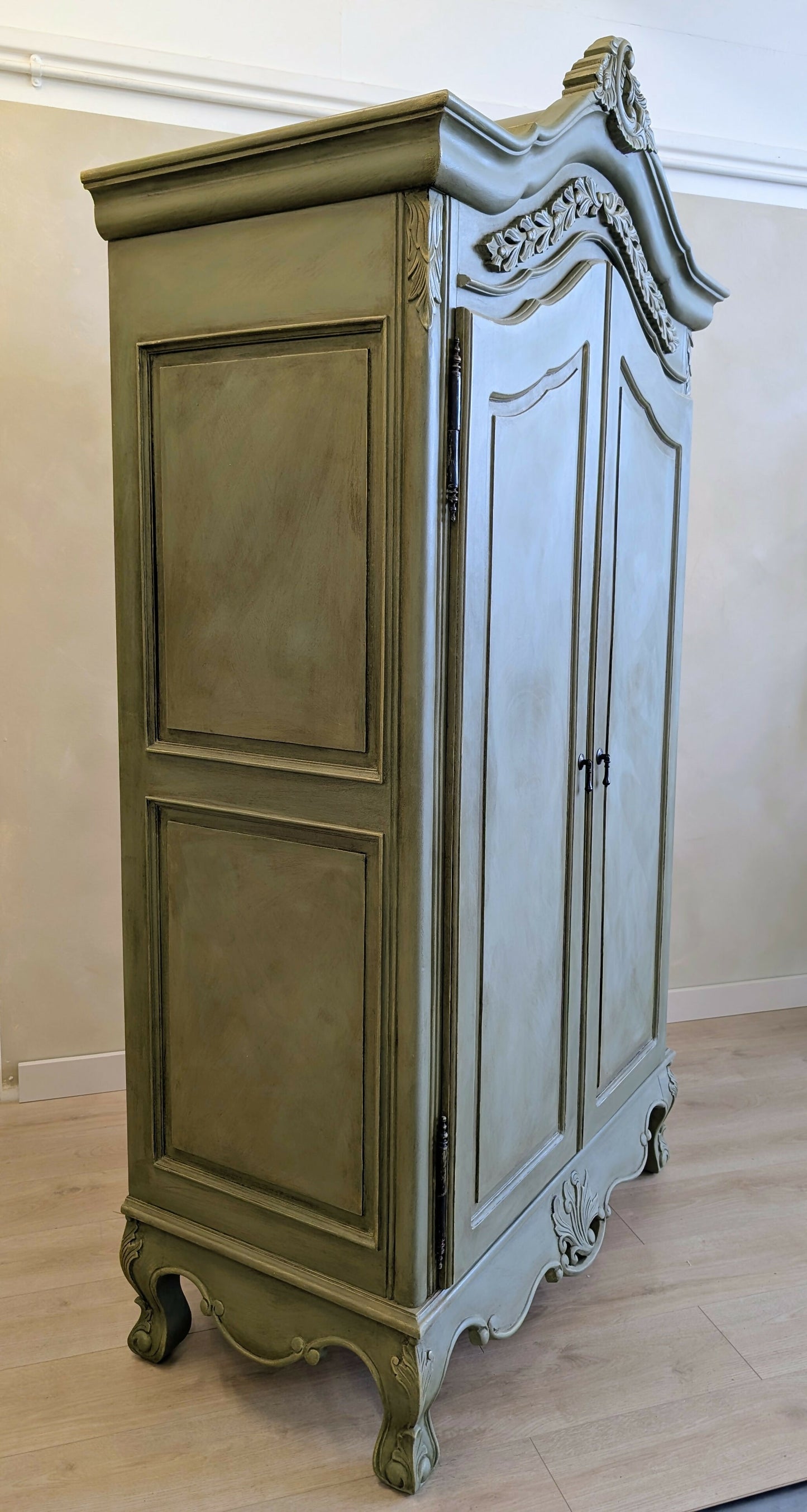 Vintage French Armoire Wardrobe | Hand Painted Double Wardrobe | Ornate French Bedroom Furniture