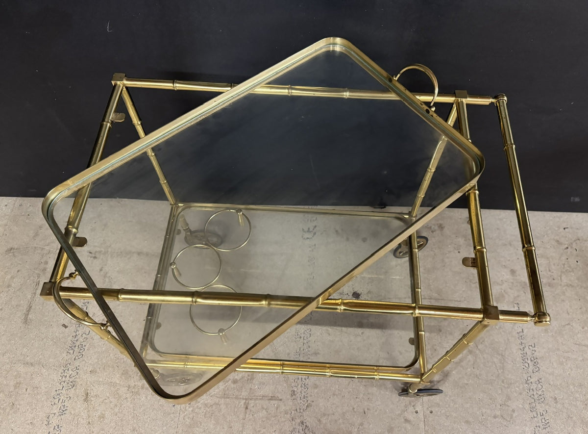 French Brass Faux Bamboo Cocktail Trolley
