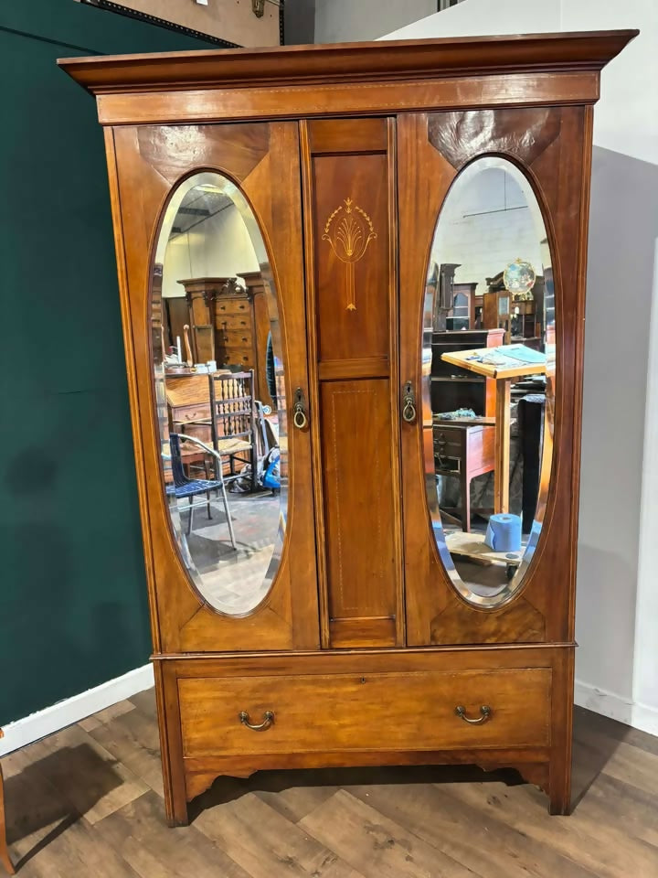 Edwardian Walnut Double Wardrobem