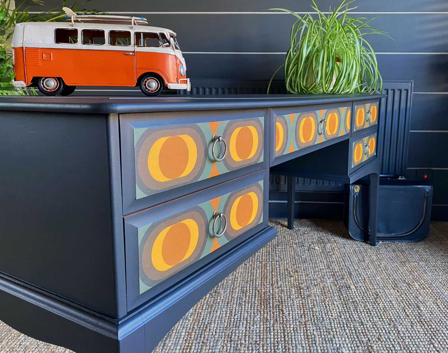 Desk By Stag, Dark Grey Retro 1970s