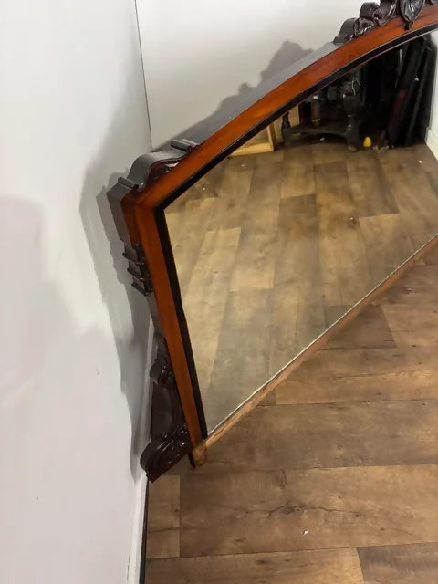 Victorian Mahogany Large Overmantel Mirror with Carved Decoration