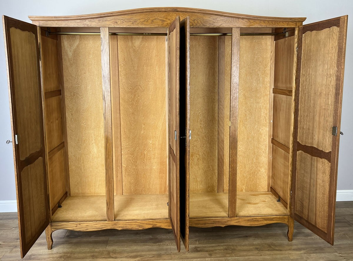 Wardrobe Vintage French Louis XVI Style Oak Four Door Carved Armoire LOT 6532