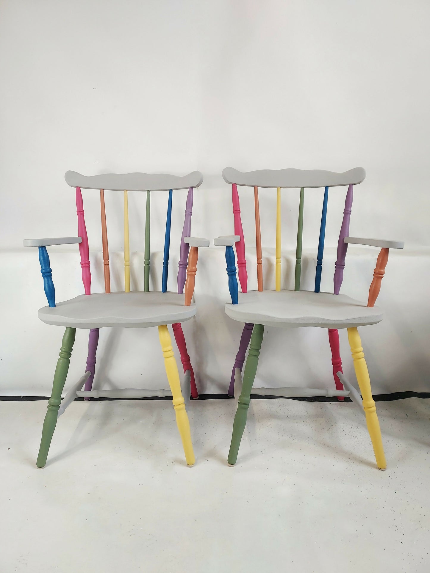 Rainbow Colour Solid Wood Farmhouse Dining Table And Chairs