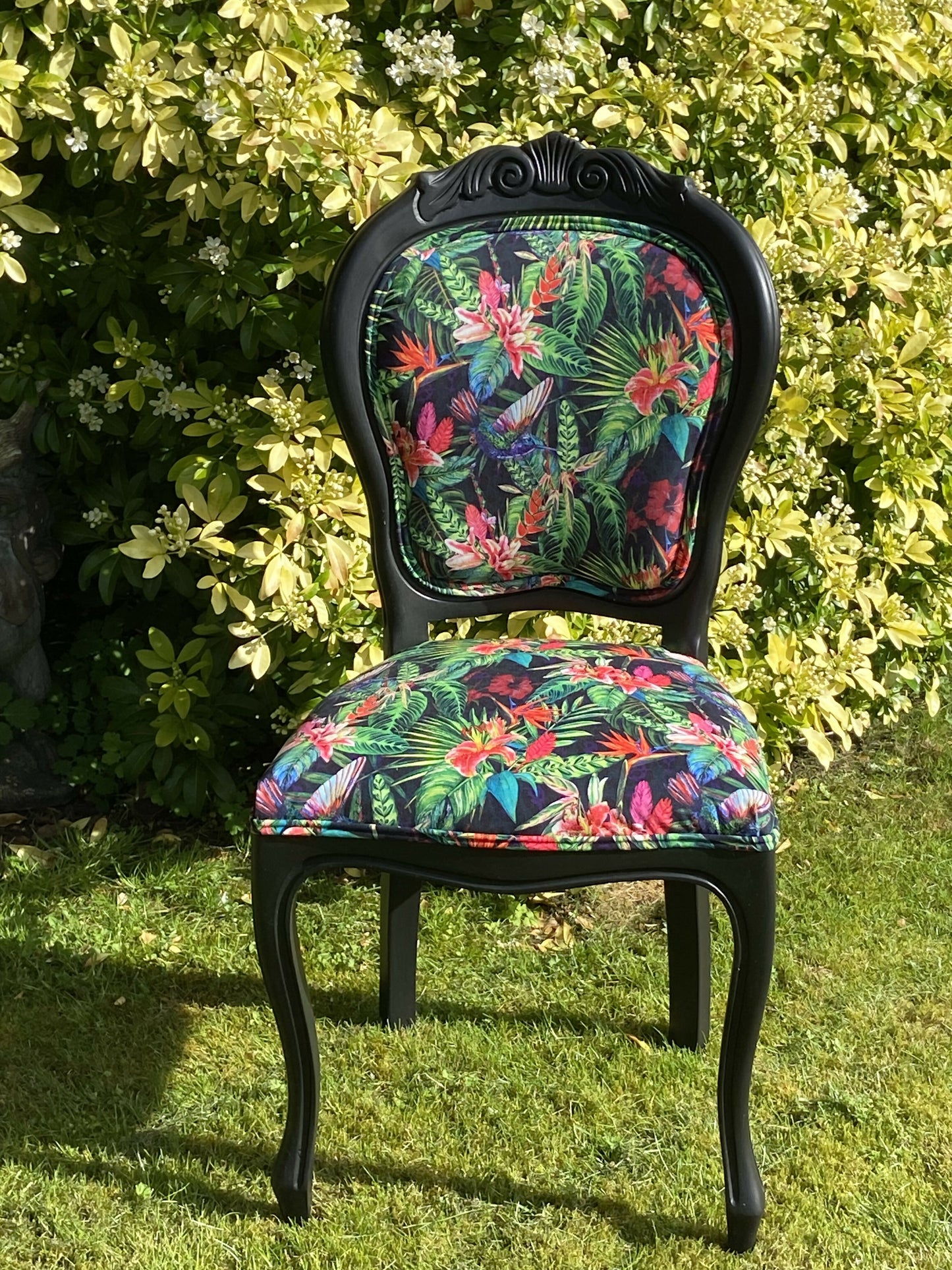 Rococo Vintage Hummingbird Velvet Chair