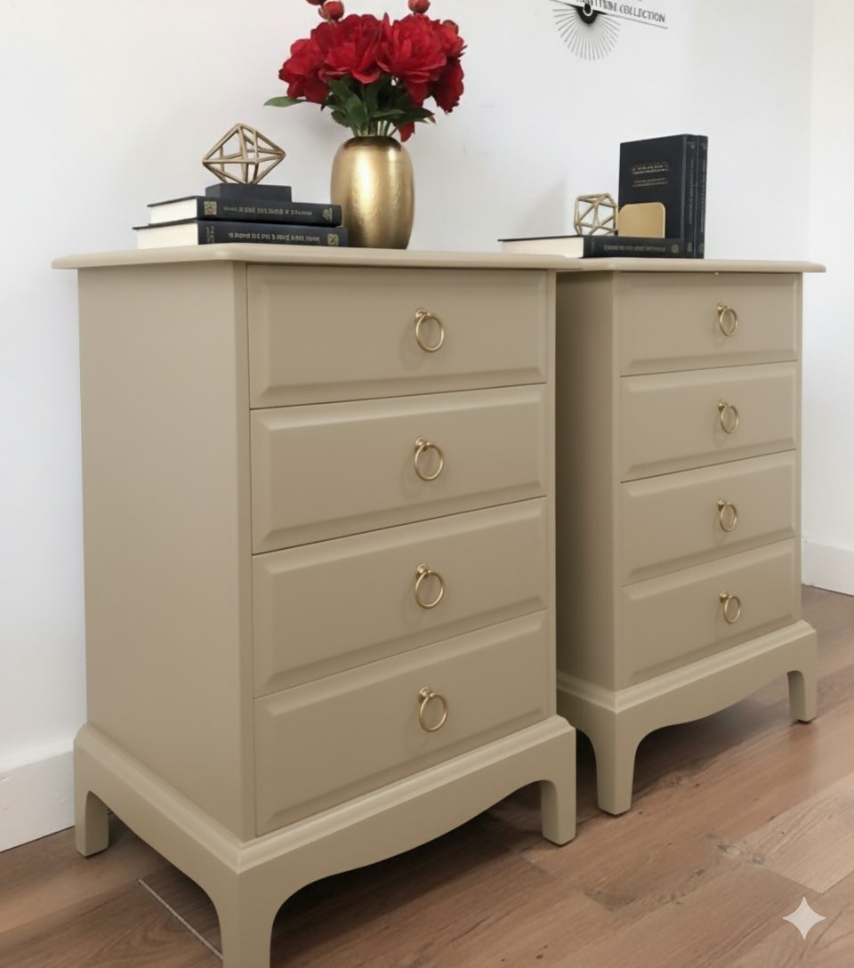 Stag minstrel beige bedside cabinets