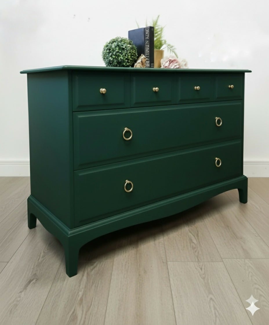 Stag minstrel chest of drawers in dark green