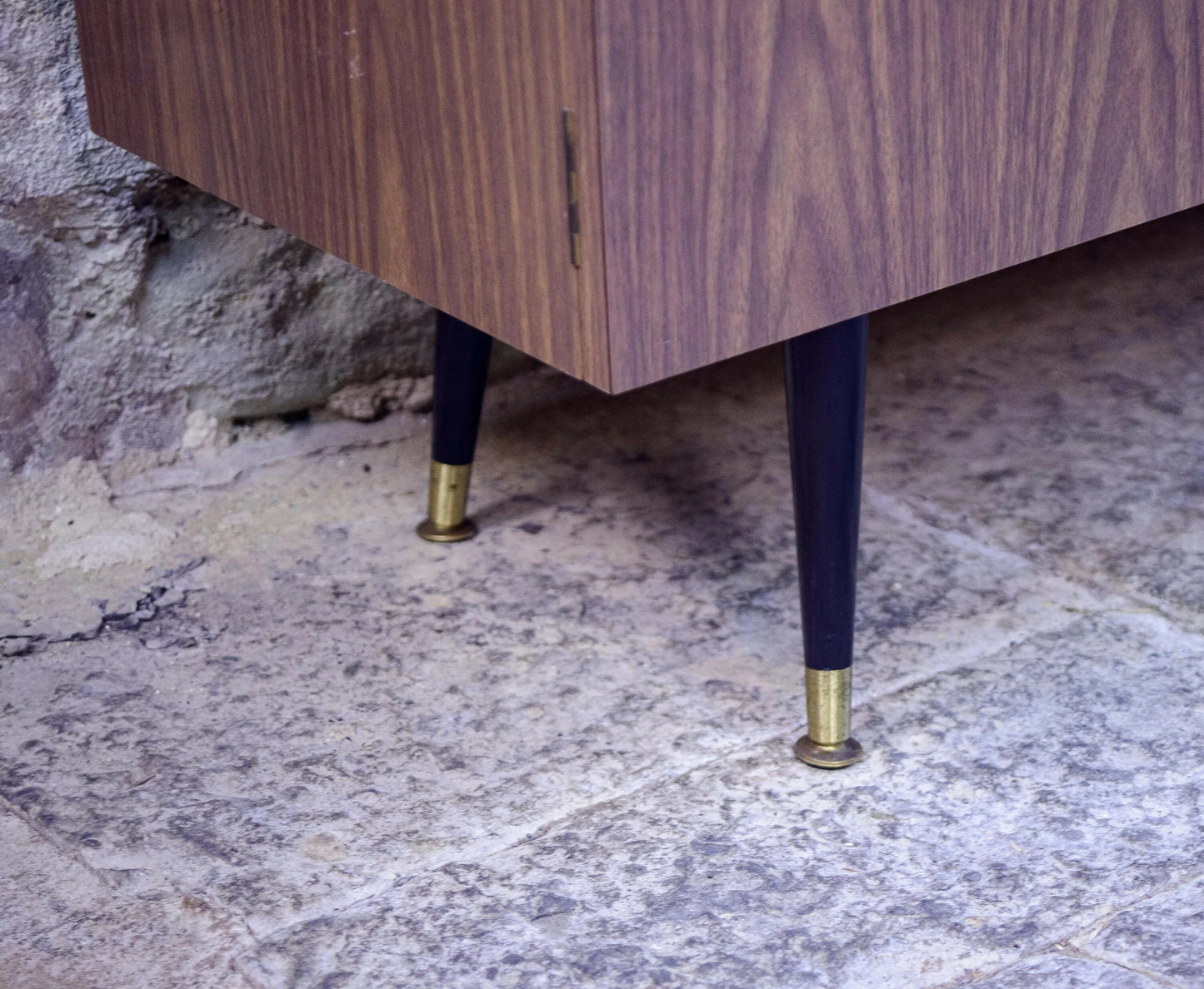 Mid Century Long Sideboard - Melamine - Tapered Legs - 1960s