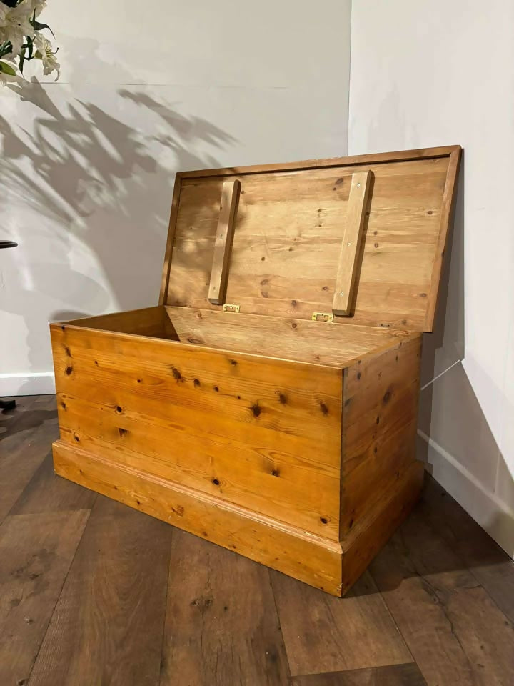 Rustic Stripped Pine Blanket Box