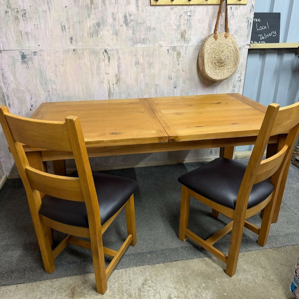 Large Extending Dining Table Oak Furniture Land Chunky Legs 7ft+ Seats 8