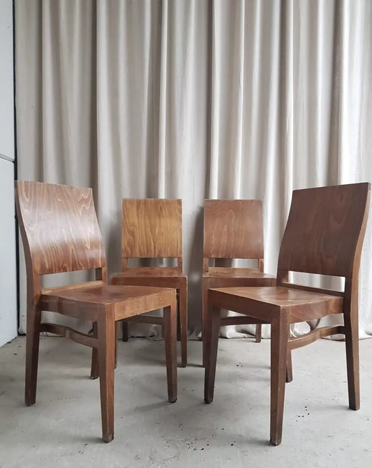Vintage Mid Century Style Industrial Set Of 4 Stacking Dining Chairs Retro R665