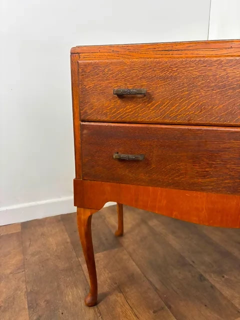Vintage Oak Two Drawer Chest of Drawers