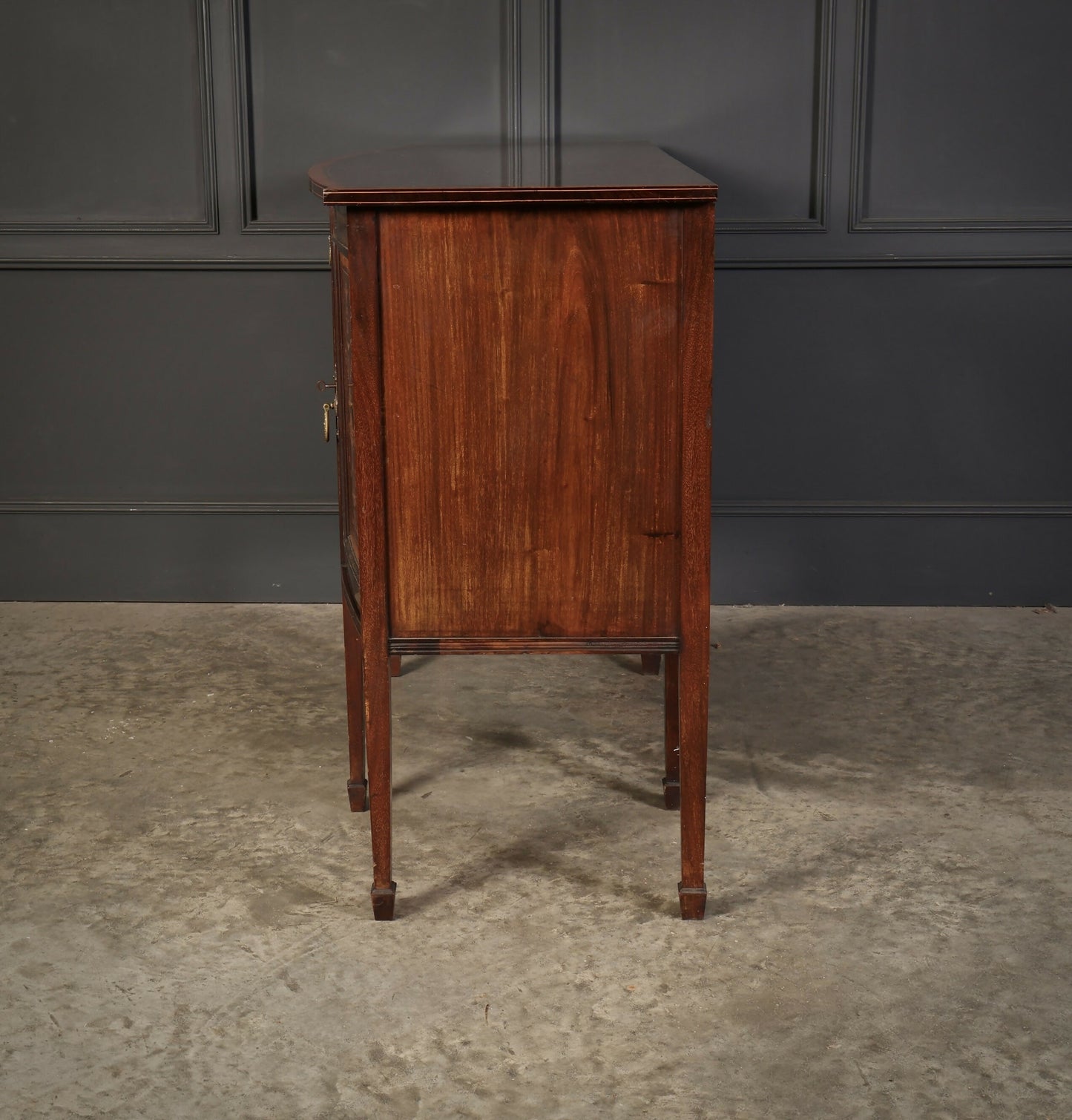 Marquetry Inlaid Mahogany Bow Front Antique Sideboard