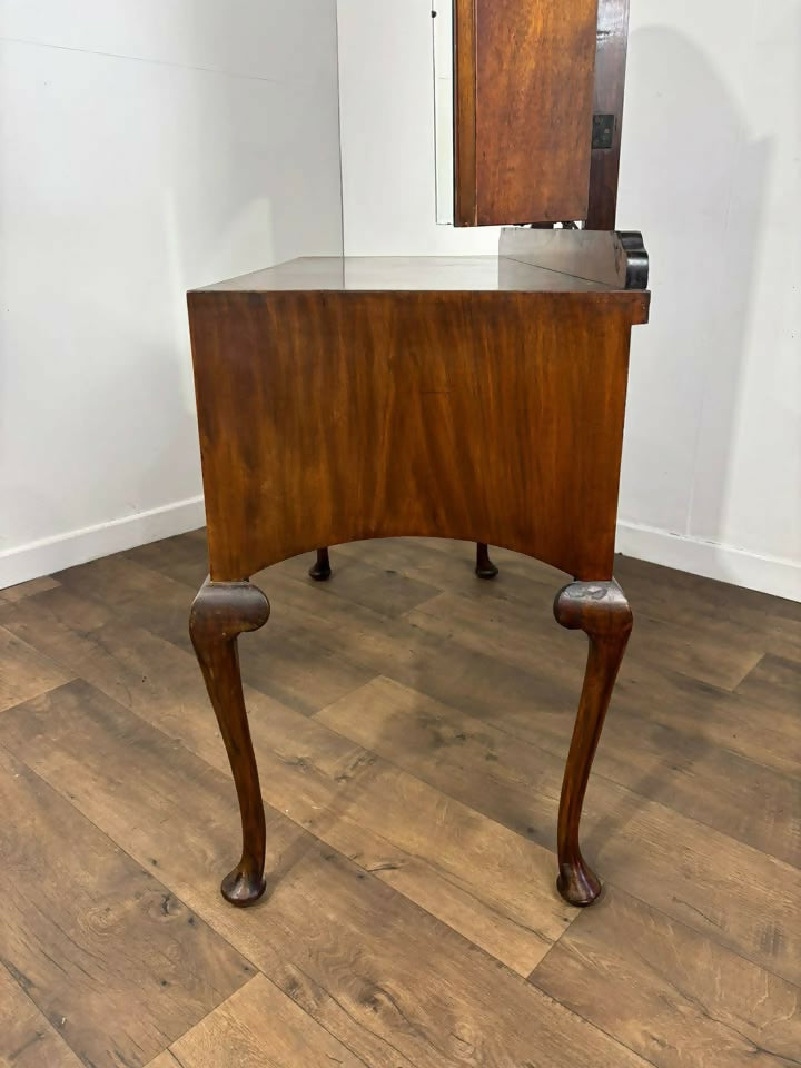 Vintage Walnut Veneered Triptych Mirror Dressing Table