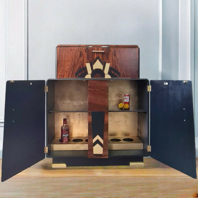 Art deco drinks cocktail tall cabinet IN NAVY