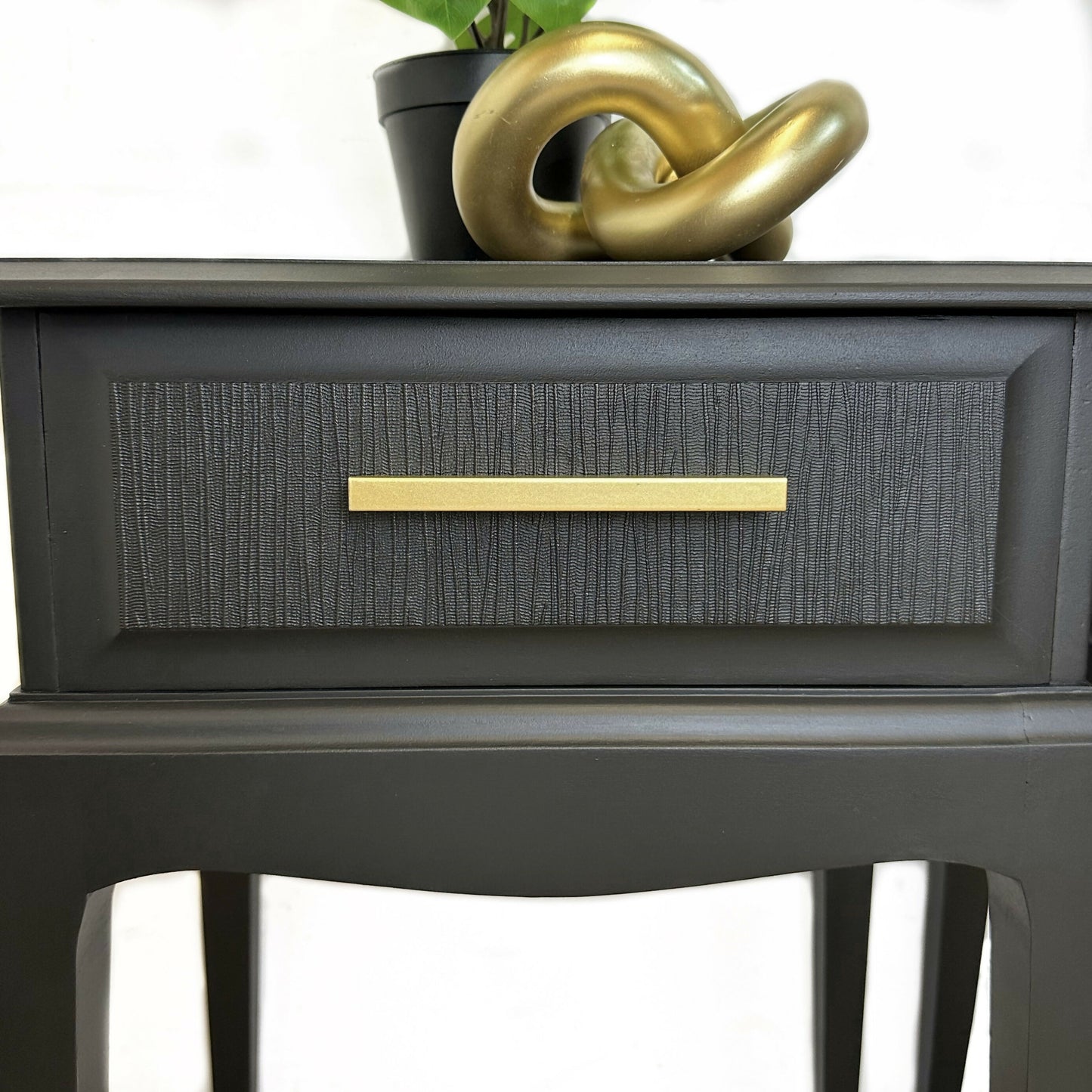 MADE TO ORDER Refinished Mid Century Stag Minstrel bedside tables, black, vintage nightstands