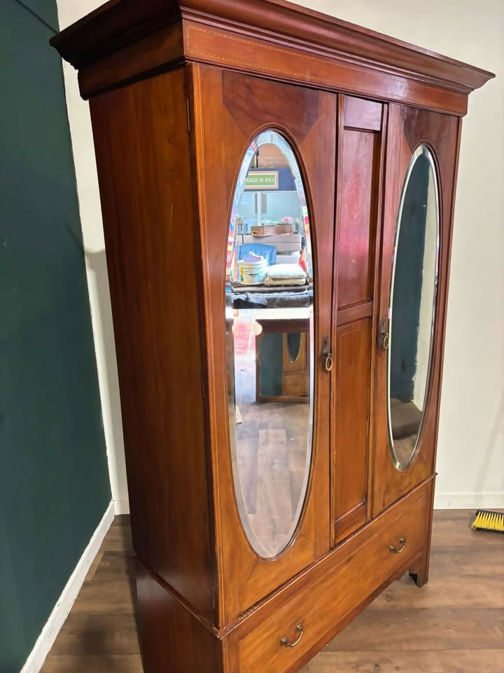 Edwardian Walnut Double Wardrobez