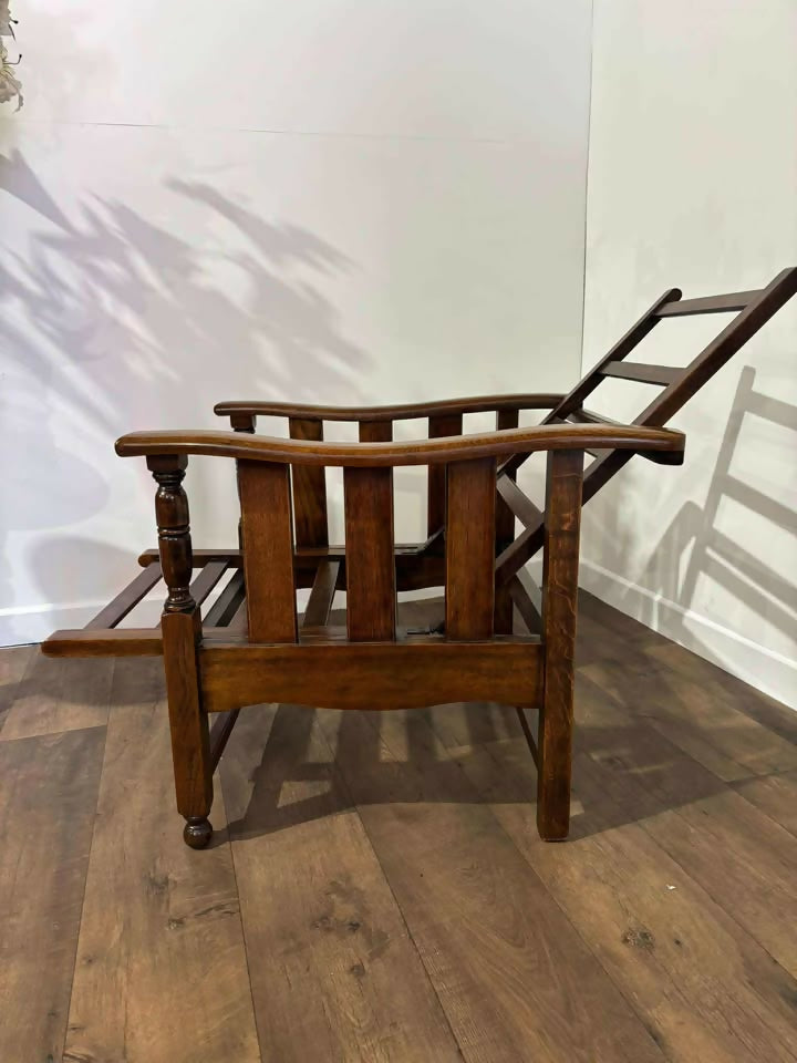 Vintage Oak Reclining Armchair
