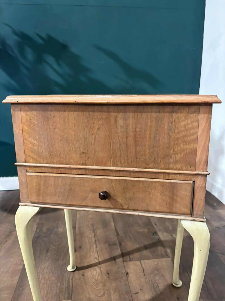Vintage Walnut Sewing Box on Cabriole Supportsj