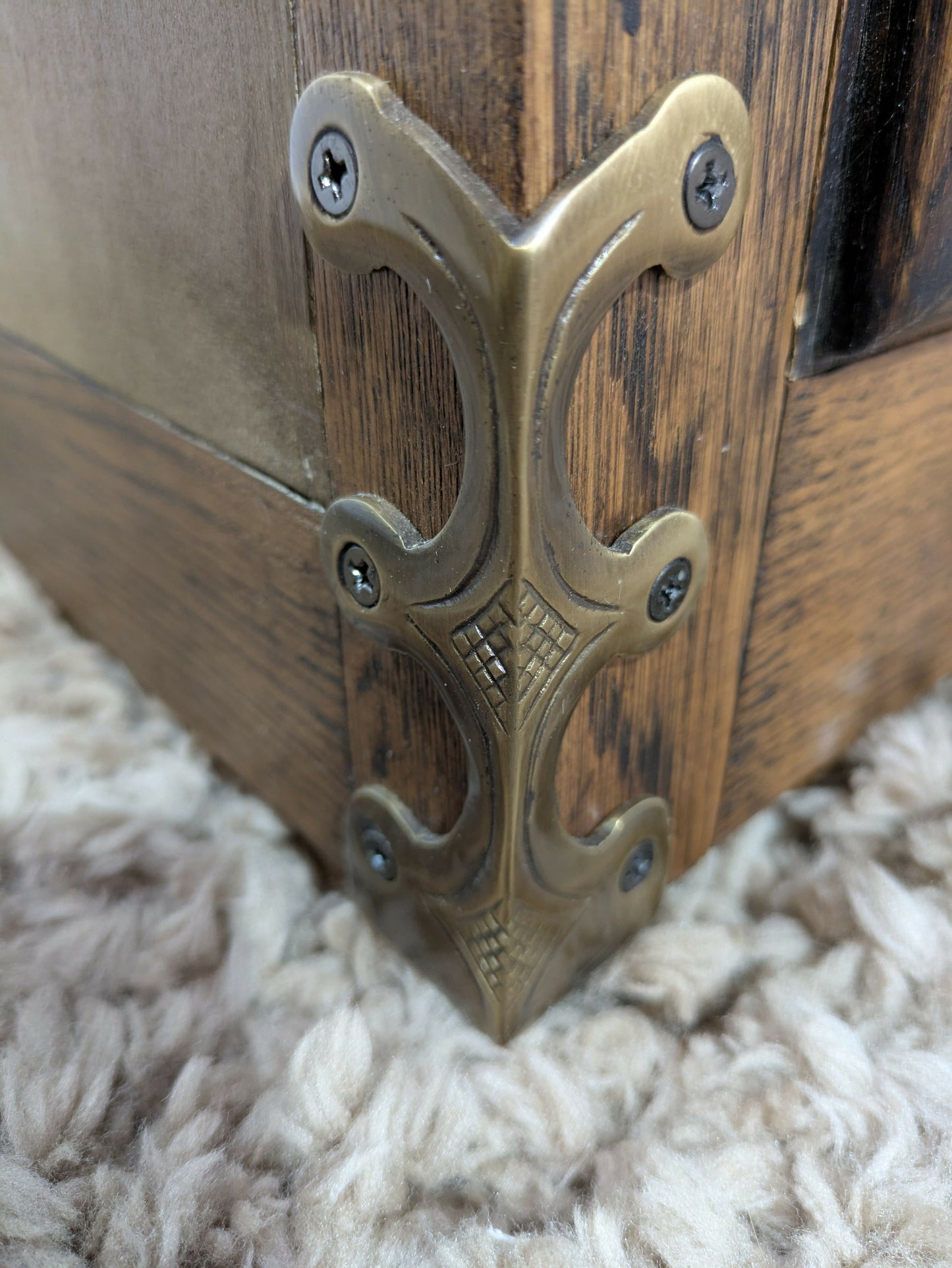 Hand-Painted Vintage Cupboard in Annie Sloan Black and Hornfleur | Decoupage Detail and Brass Hardware