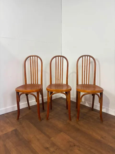 Set of Three Bentwood Spindle Back Dining Chairs