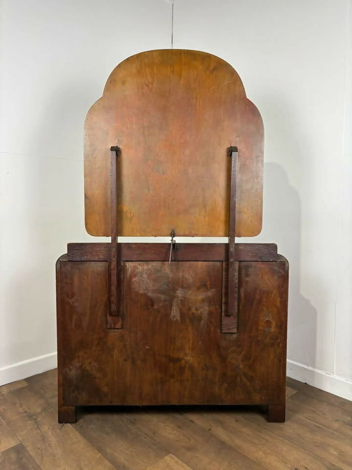 Art Deco Style Vintage Oak Dressing Table with Mirror